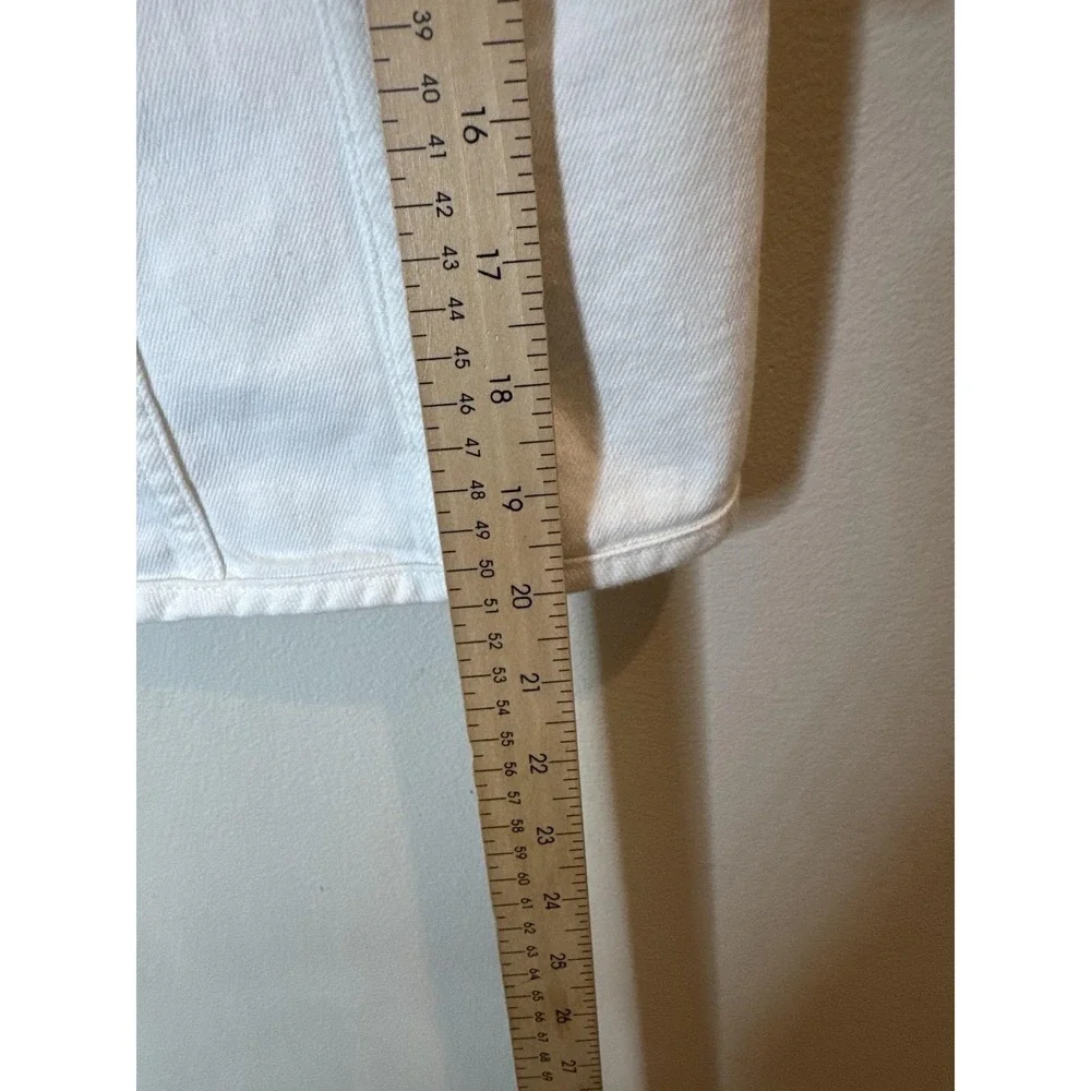Pilcro Vest Womens Small White Denim Snap Front Collarless Utility Jacket
